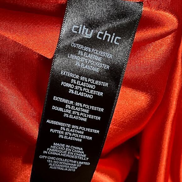 City Chic Womens Sassy Pose Dress Plus Size XXL 24 Orange Red Back Zip Lined NWT - Picture 6 of 8